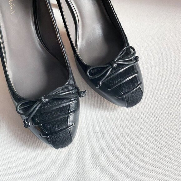 Cole Haan Classic Black LEather Cow Skin Corset Detail Heels 6.5B - Picture 2 of 9